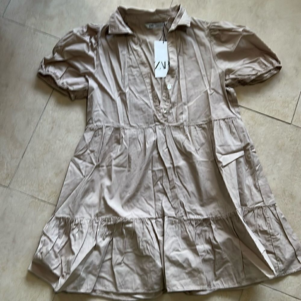 Cute Zara Dress - NEW w Tags - Khaki Collared Dress - Size Small